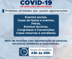 NOVAS REGRAS CONTRA COVID-19 DIMINUEM HORÁRIO DO TOQUE DE RECOLHER